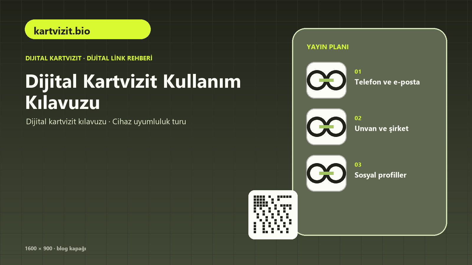 Meslek bazında dijital kartvizit örneklerini anlatan rehberin kapak görseli